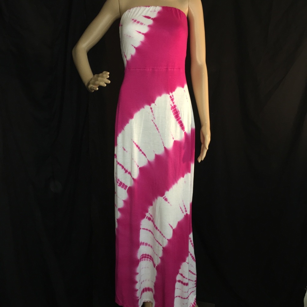 Tie Die Strapless Maxi